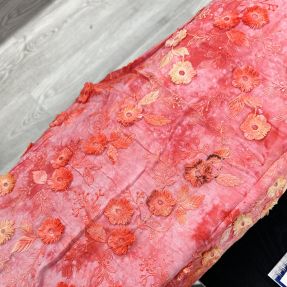 Bombažna tkanina TIE DYE EMBROIDERY Poppy design K 2nd class