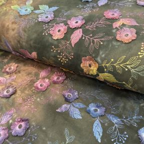 Bombažna tkanina TIE DYE EMBROIDERY Poppy design N