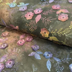Bombažna tkanina TIE DYE EMBROIDERY Poppy design N