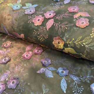 Bombažna tkanina TIE DYE EMBROIDERY Poppy design N