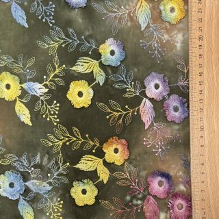 Bombažna tkanina TIE DYE EMBROIDERY Poppy design N