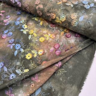 Bombažna tkanina TIE DYE EMBROIDERY Poppy design N