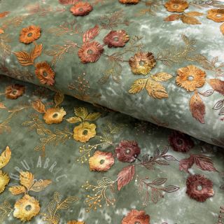 Bombažna tkanina TIE DYE EMBROIDERY Poppy design O