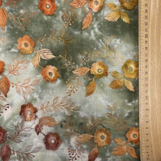 Bombažna tkanina TIE DYE EMBROIDERY Poppy design O