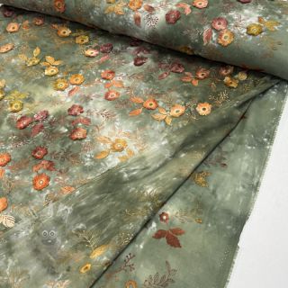 Bombažna tkanina TIE DYE EMBROIDERY Poppy design O