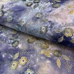 Bombažna tkanina TIE DYE EMBROIDERY Poppy design T