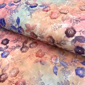 Bombažna tkanina TIE DYE EMBROIDERY Poppy design R