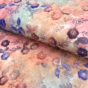 Bombažna tkanina TIE DYE EMBROIDERY Poppy design R