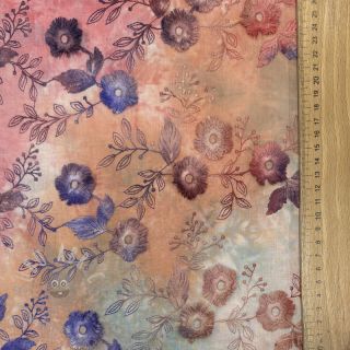 Bombažna tkanina TIE DYE EMBROIDERY Poppy design R