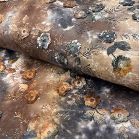 Bombažna tkanina TIE DYE EMBROIDERY Poppy design M