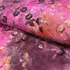 Bombažna tkanina TIE DYE EMBROIDERY Poppy design Q