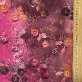 Bombažna tkanina TIE DYE EMBROIDERY Poppy design Q