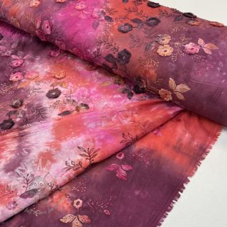 Bombažna tkanina TIE DYE EMBROIDERY Poppy design Q