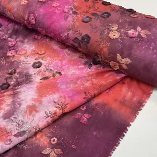 Bombažna tkanina TIE DYE EMBROIDERY Poppy design Q