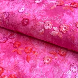 Bombažna tkanina TIE DYE EMBROIDERY Poppy design U