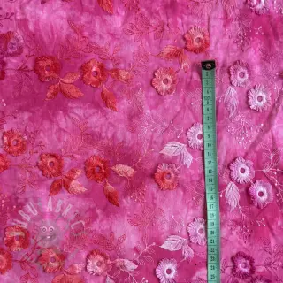 Bombažna tkanina TIE DYE EMBROIDERY Poppy design U