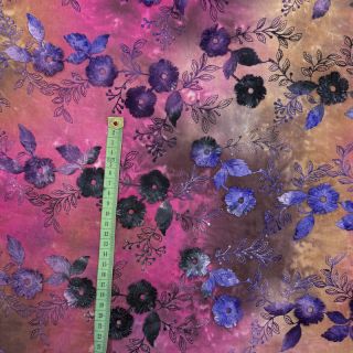 Bombažna tkanina TIE DYE EMBROIDERY Poppy design A