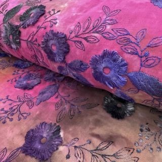 Bombažna tkanina TIE DYE EMBROIDERY Poppy design A