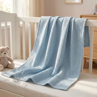 Bombaž z vafelj tkanja blue heaven