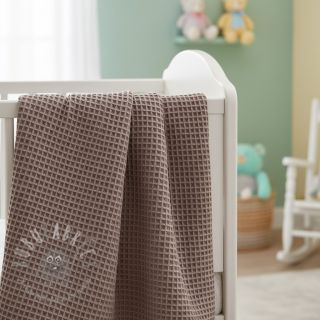 Bombažni vafel tkanja taupe