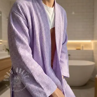 Bombaž z vafelj tkanja bright lilac