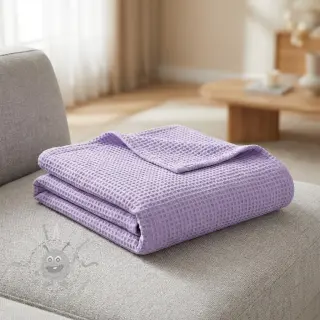 Bombaž z vafelj tkanja bright lilac