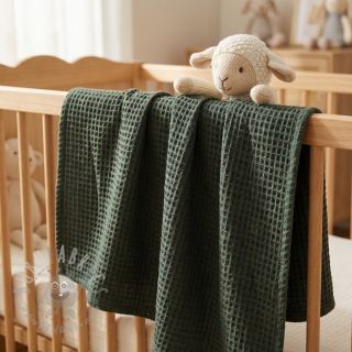 Bombaž z vafelj tkanja army green