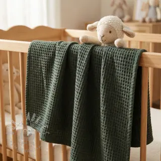 Bombaž z vafelj tkanja army green