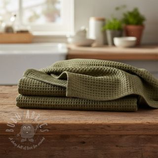 Bombažni vafel tkanja moss green