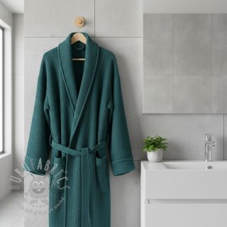 Bombažni vafel tkanja petrol