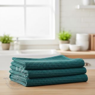 Bombažni vafel tkanja petrol