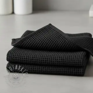 Bombaž z vafelj tkanja black
