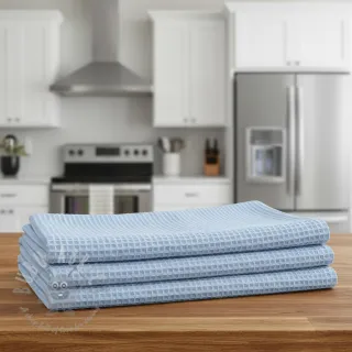 Bombažni vafel tkanja light blue