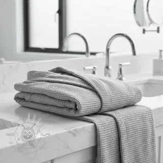 Bombažni vafel tkanja light grey