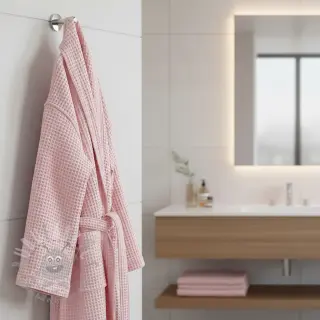 Bombažni vafel tkanja light rose