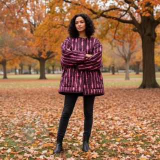 Prešita tkanina VELVET Stripes cerise