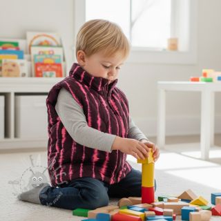 Prešita tkanina VELVET Stripes cerise