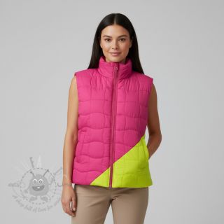 Prešita tkanina Graphic square pink lime