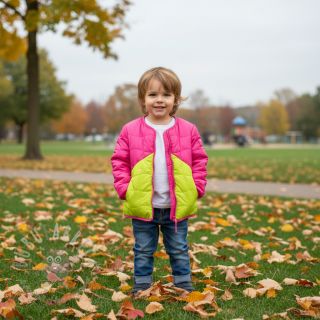 Prešita tkanina Graphic square pink lime