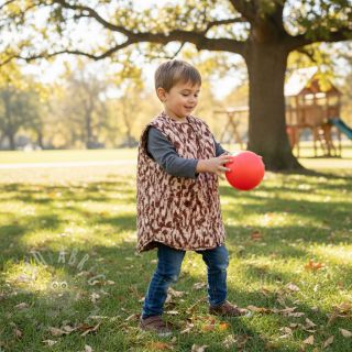 Prešita tkanina Blurry Ikat brown