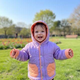 Prešita tkanina Graphic square lilac apricot