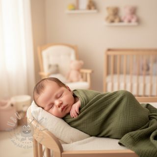 Dvojna gaza/muslin dark moss green