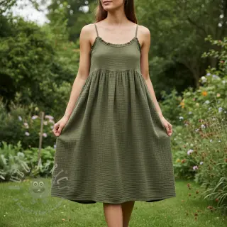 Dvojna gaza/muslin dark moss green