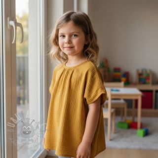 Dvojna gaza/muslin dark ochre ORGANIC