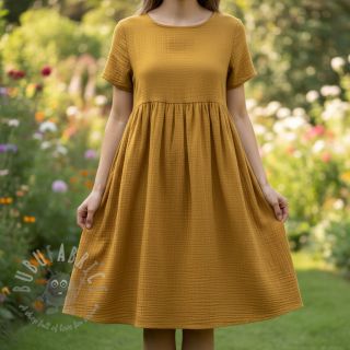 Dvojna gaza/muslin dark ochre ORGANIC