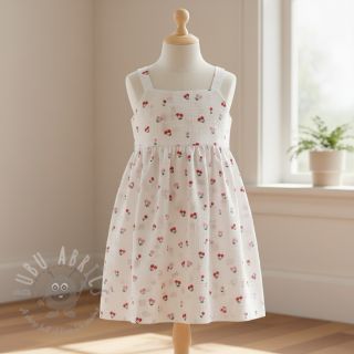 Dvoslojna gaza/muslin Fruits cherry white