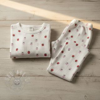 Dvoslojna gaza/muslin Fruits apple white