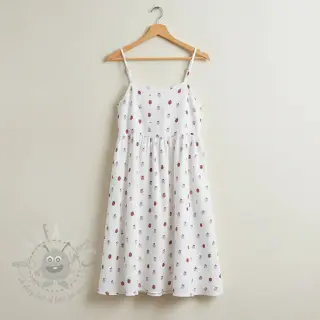 Dvoslojna gaza/muslin Fruits apple white