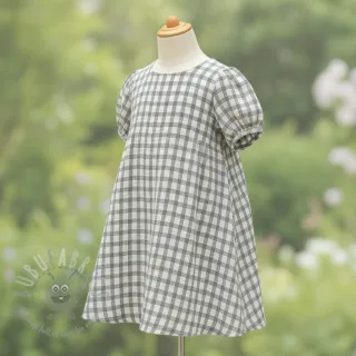Dvoslojna gaza/muslin LINEN YARN DYED Checks grey natural