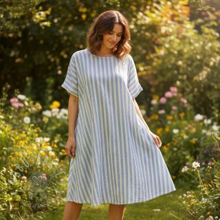 Dvoslojna gaza/muslin YARN DYED Line blue